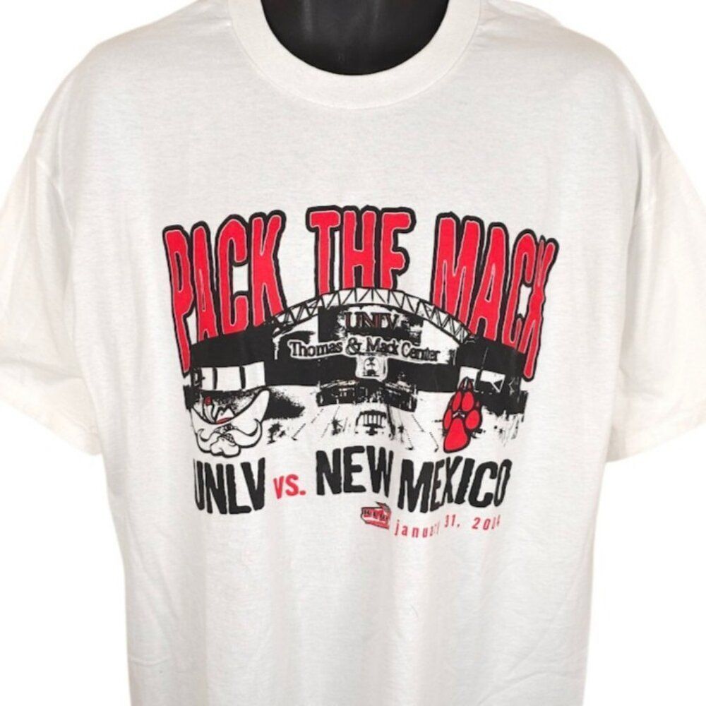 Vintage UNLV Runnin Rebels T Shirt Mens Size Large White Y2K Pack The Mack
